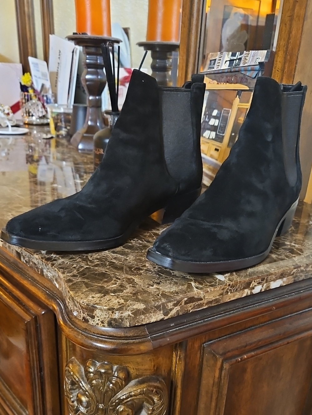 Michael Kors Black Suede Chelsea Ankle Boots